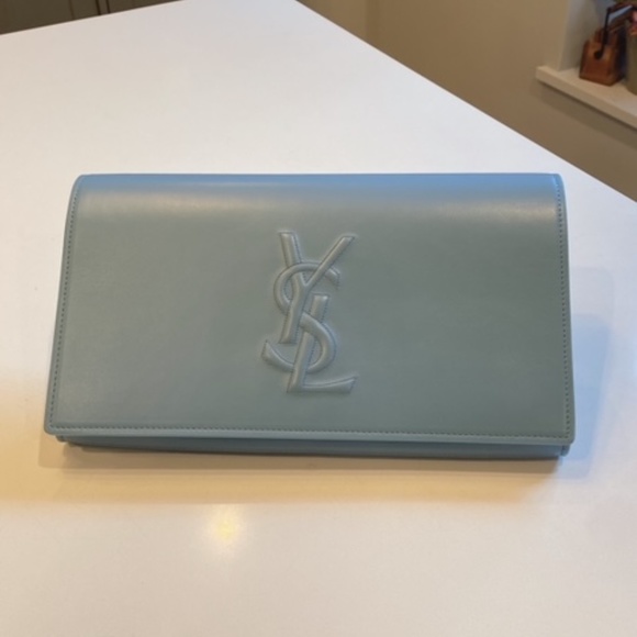 Authentic Yves Saint Laurent Blue Belle De Jour Clutch, NWOT - Picture 2 of 4